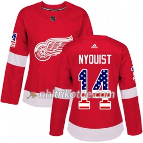 Detroit Red Wings Trikot Gustav Nyquist 14 Adidas 2017-2018 Rot USA Flag Fashion Authentic - Dame